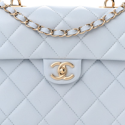 Chanel Caviar Quilted Retro Twist Top Handle Flap Light Grey 8 of 11