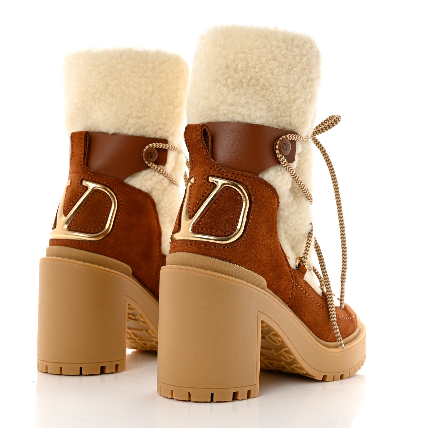 Valentino Garavani Suede Shearling Vlogo Trekkgirl Ankle Boots 35 Selleria 4 of 8
