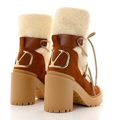 Valentino Garavani Suede Shearling Vlogo Trekkgirl Ankle Boots 35 Selleria 4 of 8