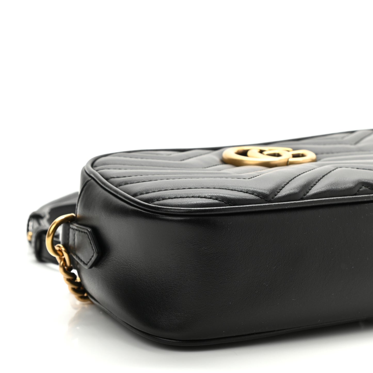 Calfskin Matelasse Small GG Marmont Chain Shoulder Bag Black