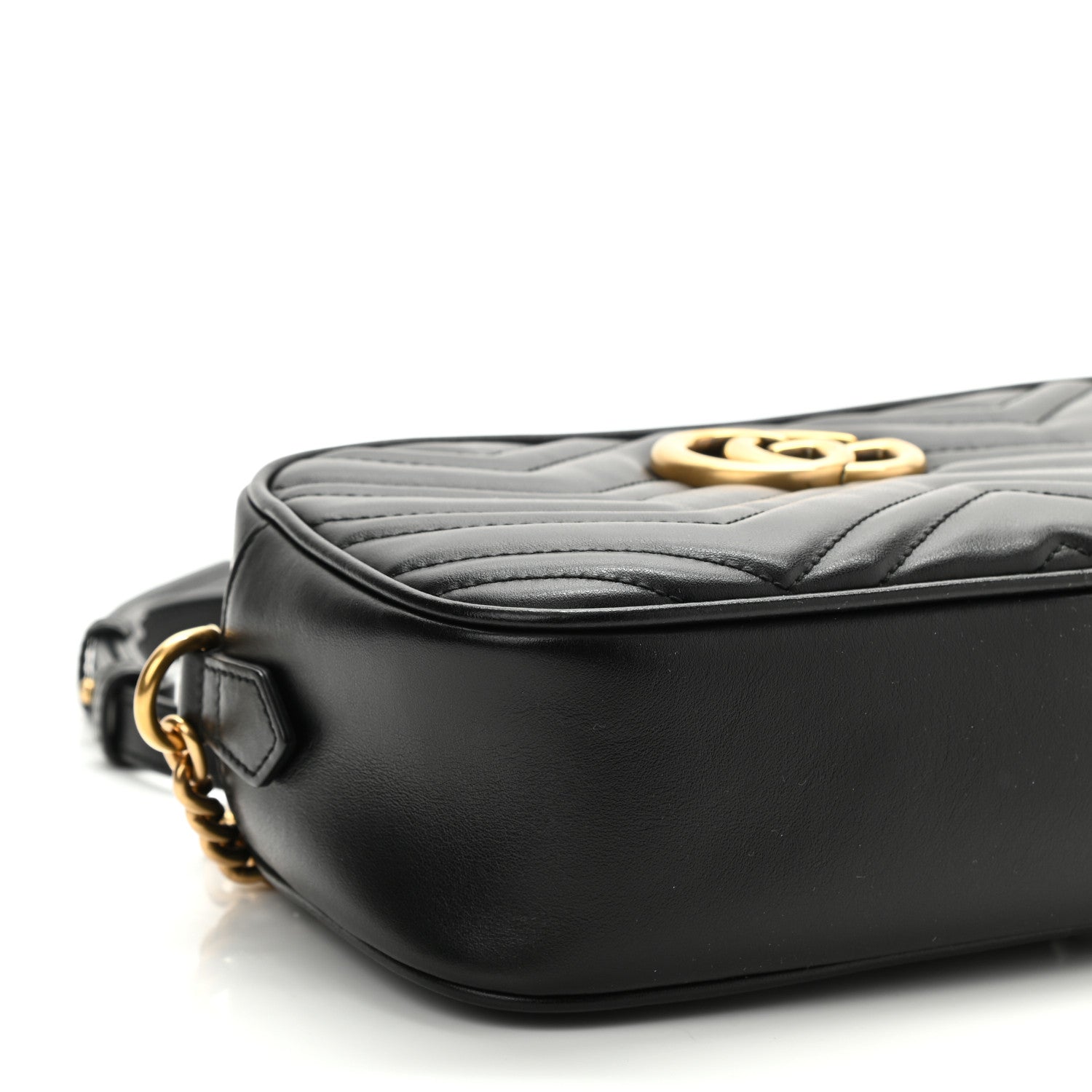 Gucci Calfskin Matelasse Small GG Marmont Chain Shoulder Bag Black 10 of 11
