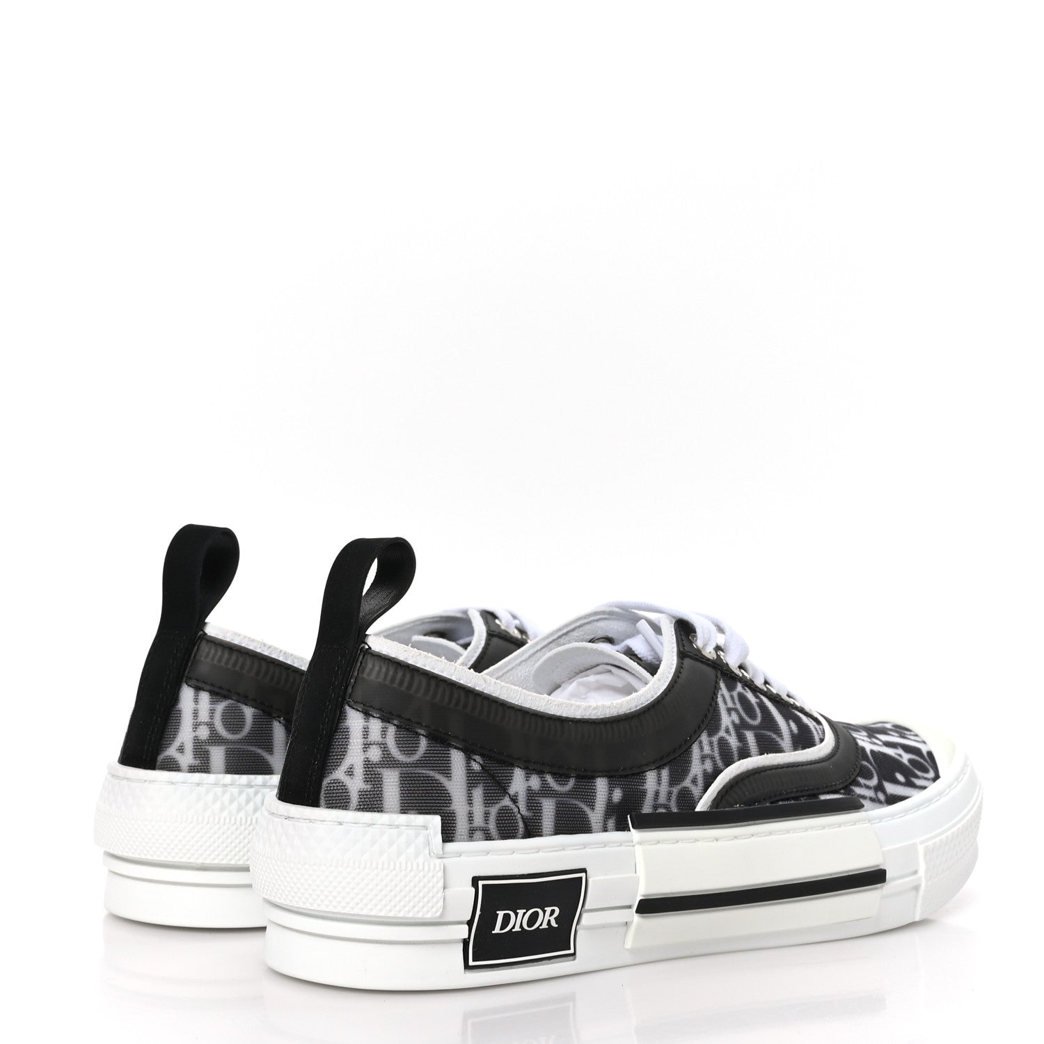 Christian Dior Technical Canvas Mesh Half Oblique Printed Mens B23 Low Top Sneakers 40 Black White 4 of 8