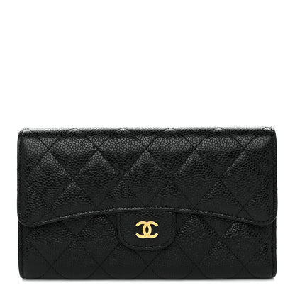 Chanel Caviar Quilted Long Flap Wallet Black 1 of 9