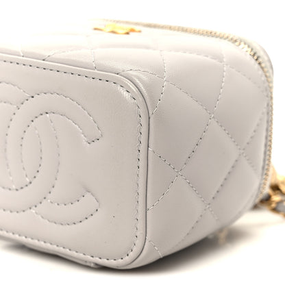 Chanel Lambskin Quilted Pearl Crush Mini Vanity Case With Chain Grey 10 of 10