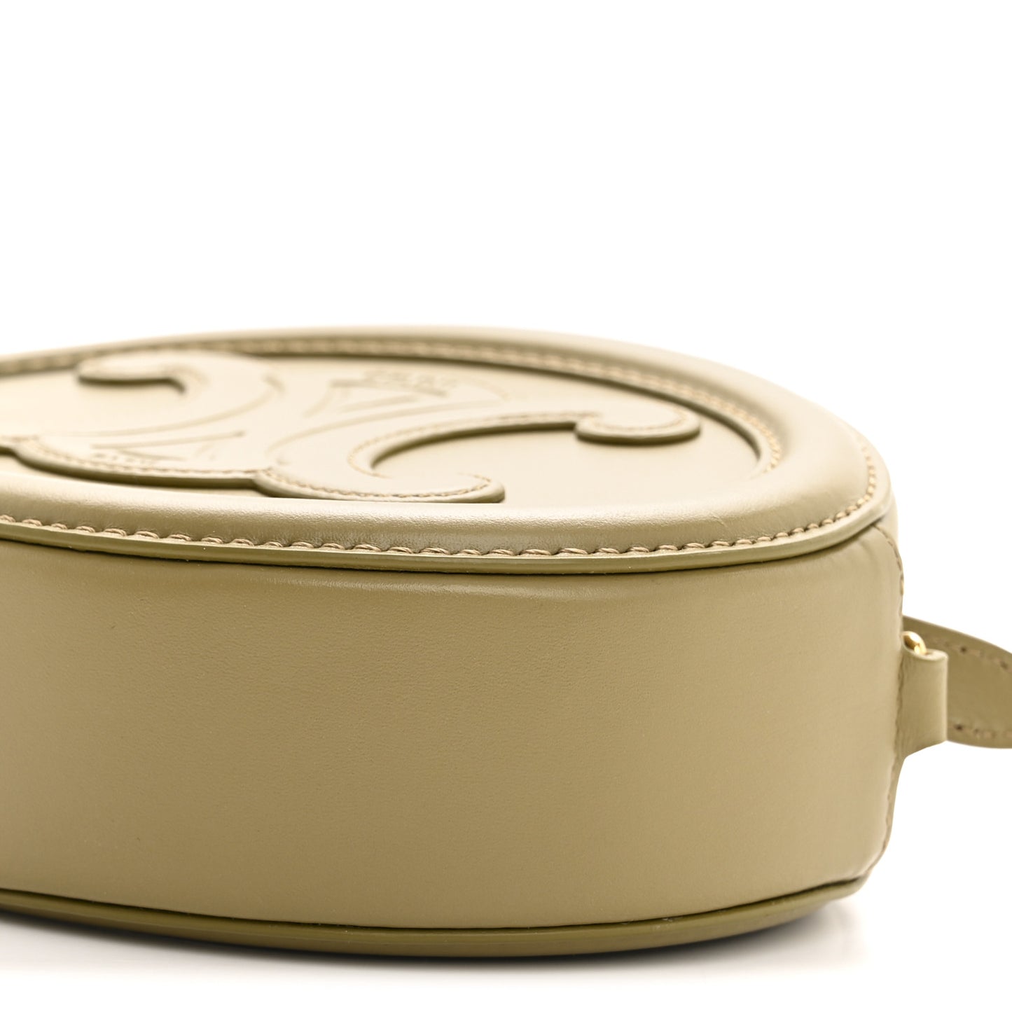 Smooth Calfskin Cuir Small Triomphe Oval Purse Crossbody Olive
