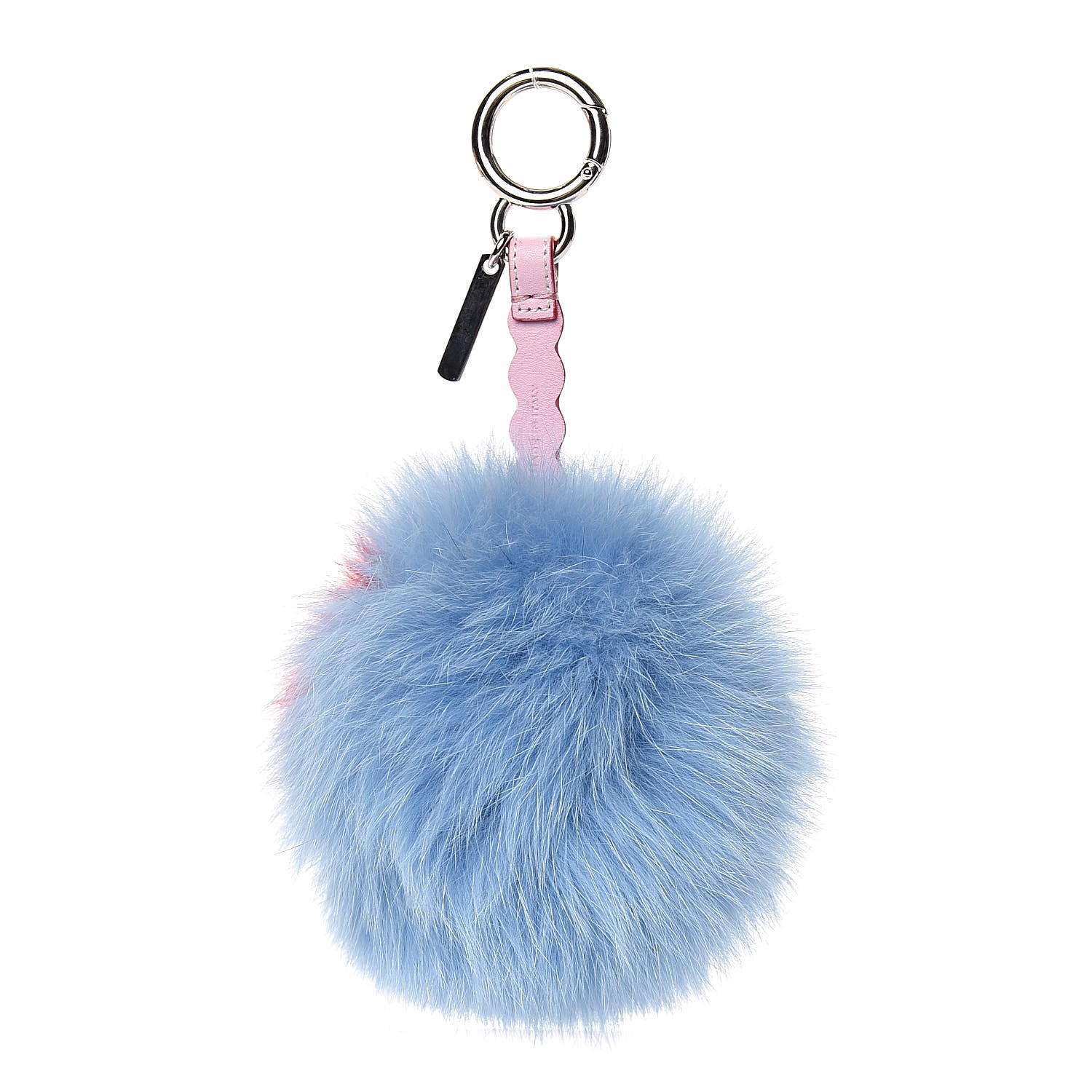 Fendi Fox Fur Vitello Dolce Heart Studded Pom Pom Bag Charm Nebula Rosso 3 of 5