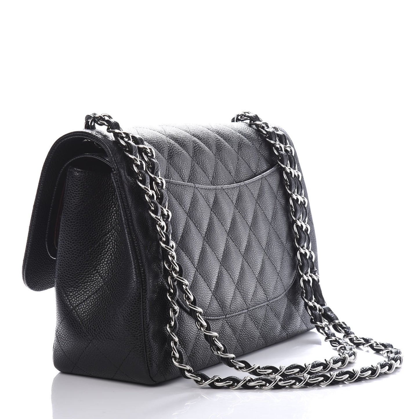 Caviar Quilted Jumbo Double Flap Black