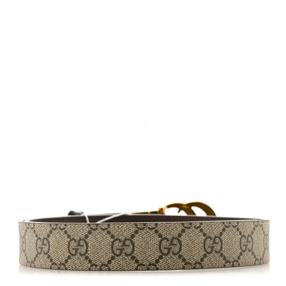 Gucci GG Supreme Monogram Plutone Calfskin Double G Reversible 30mm Belt 85 34 Beige Ebony Brown 2 of 6