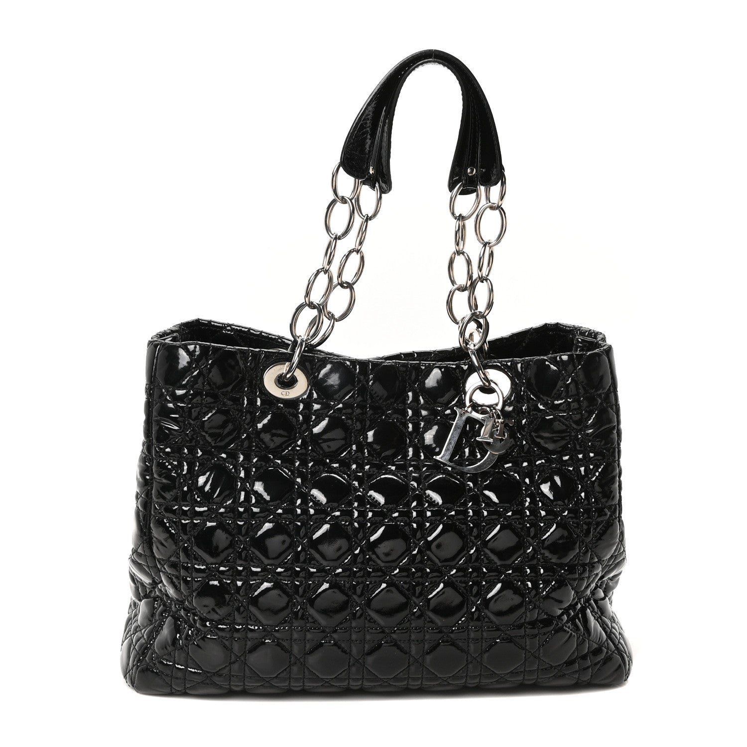 Christian Dior Patent Cannage Large Dior Soft Shopping Tote Black 1 of 10