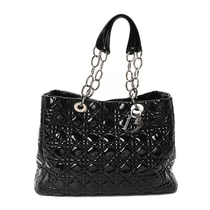 Christian Dior Patent Cannage Large Dior Soft Shopping Tote Black 1 of 10