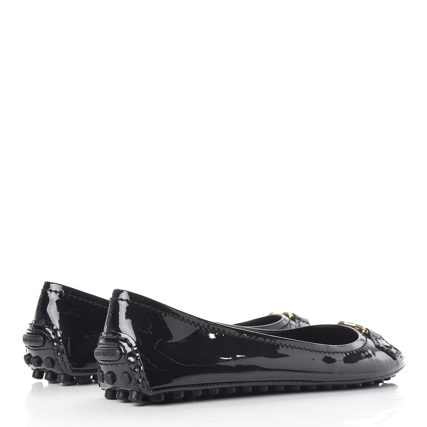 Patent Calfskin Oxford Ballerina Flats 38.5 Black
