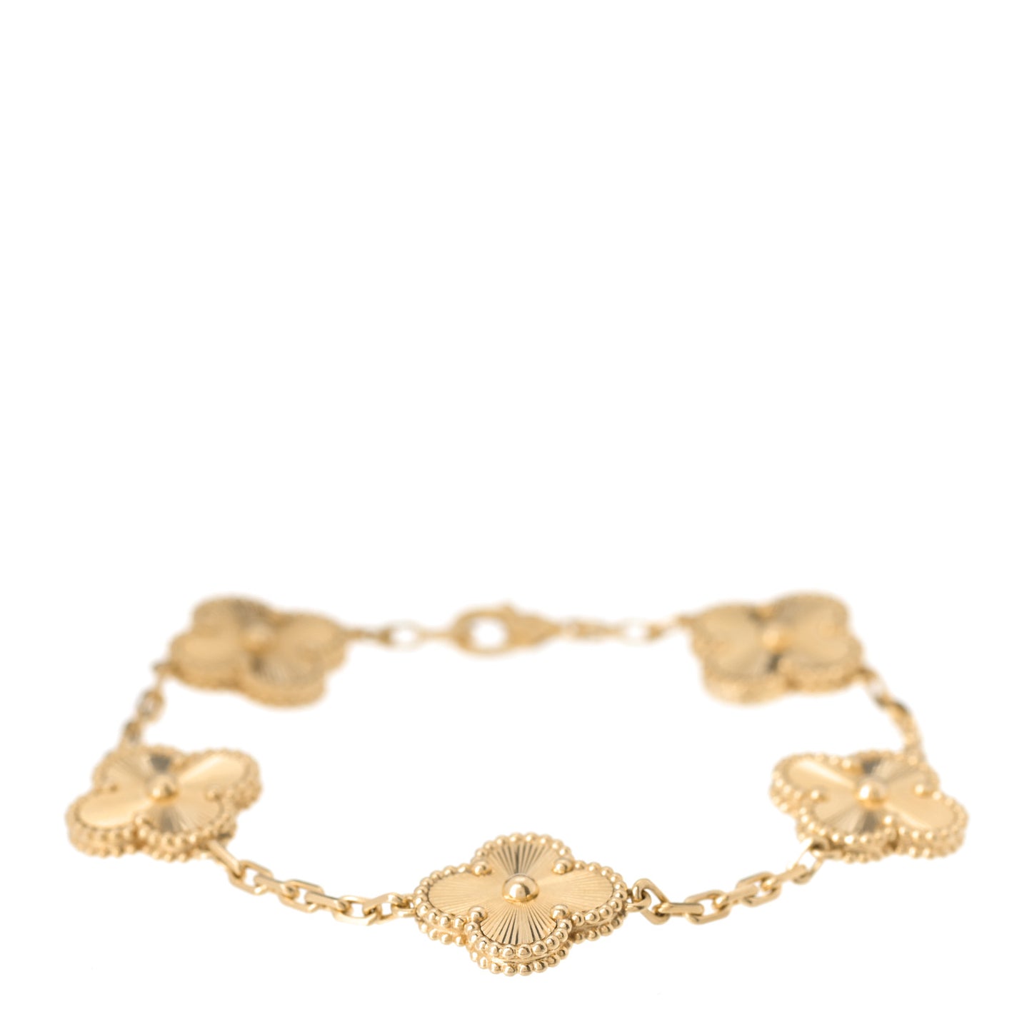 18K Yellow Gold 5 Motifs Guilloche Vintage Alhambra Bracelet