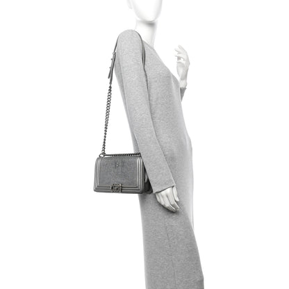 Chanel Metallic Galuchat Stingray Medium Boy Flap Silver 2 of 10