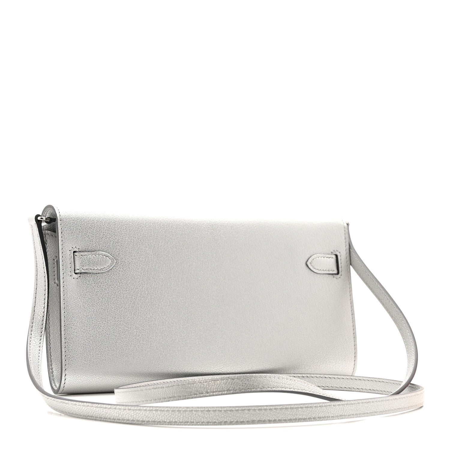 Hermes Metallic Chevre Chamkilight Kelly Wallet To Go Argent 3 of 12