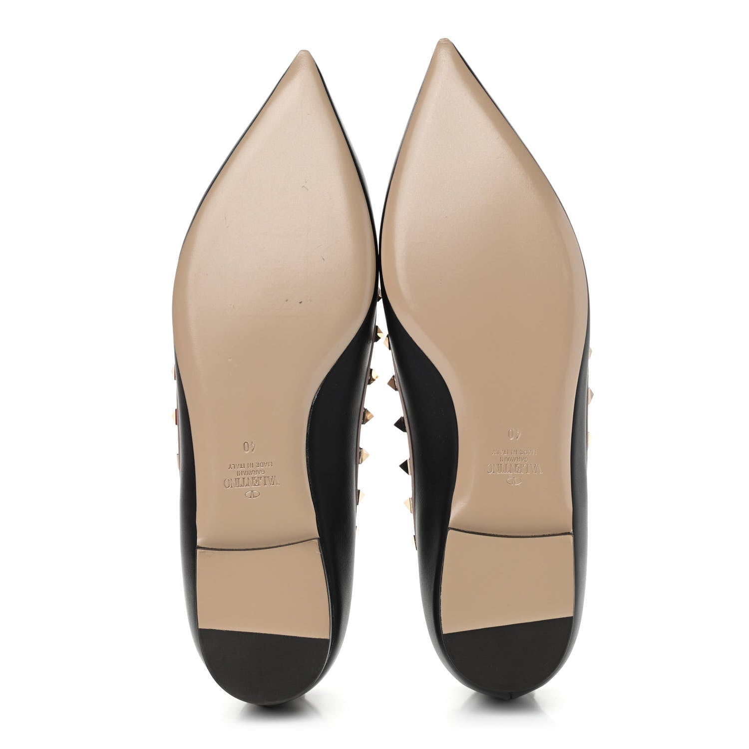 Valentino Garavani Vitello Rockstud Ballerina Flats 40 Black Poudre 5 of 11