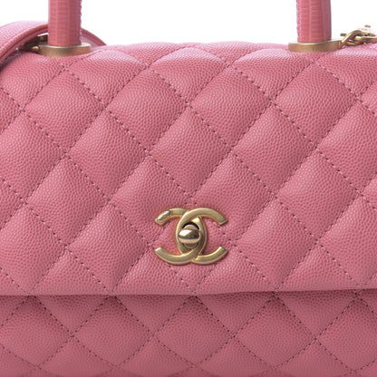 Chanel Caviar Lizard Embossed Quilted Mini Coco Handle Flap Pink 10 of 11