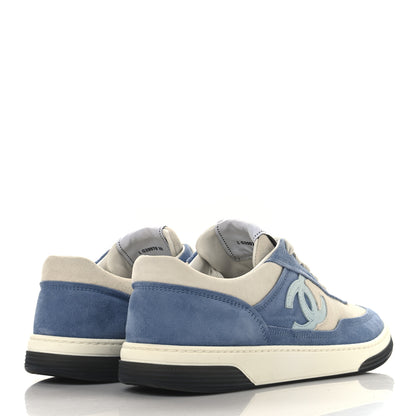 Chanel Suede Kidskin Womens CC Sneakers 39 White Blue 5 of 9