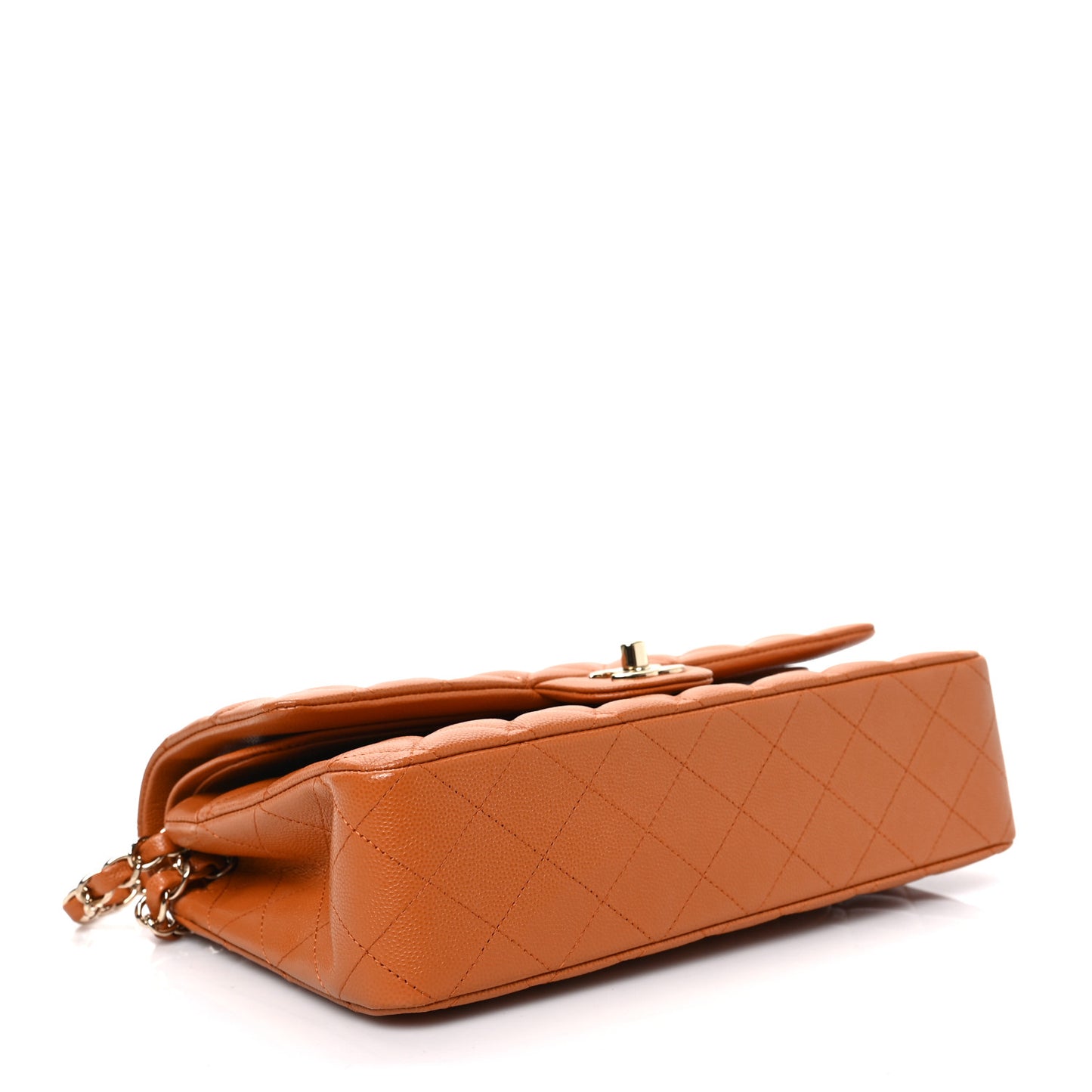 Caviar Quilted Medium Double Flap Light Brown
