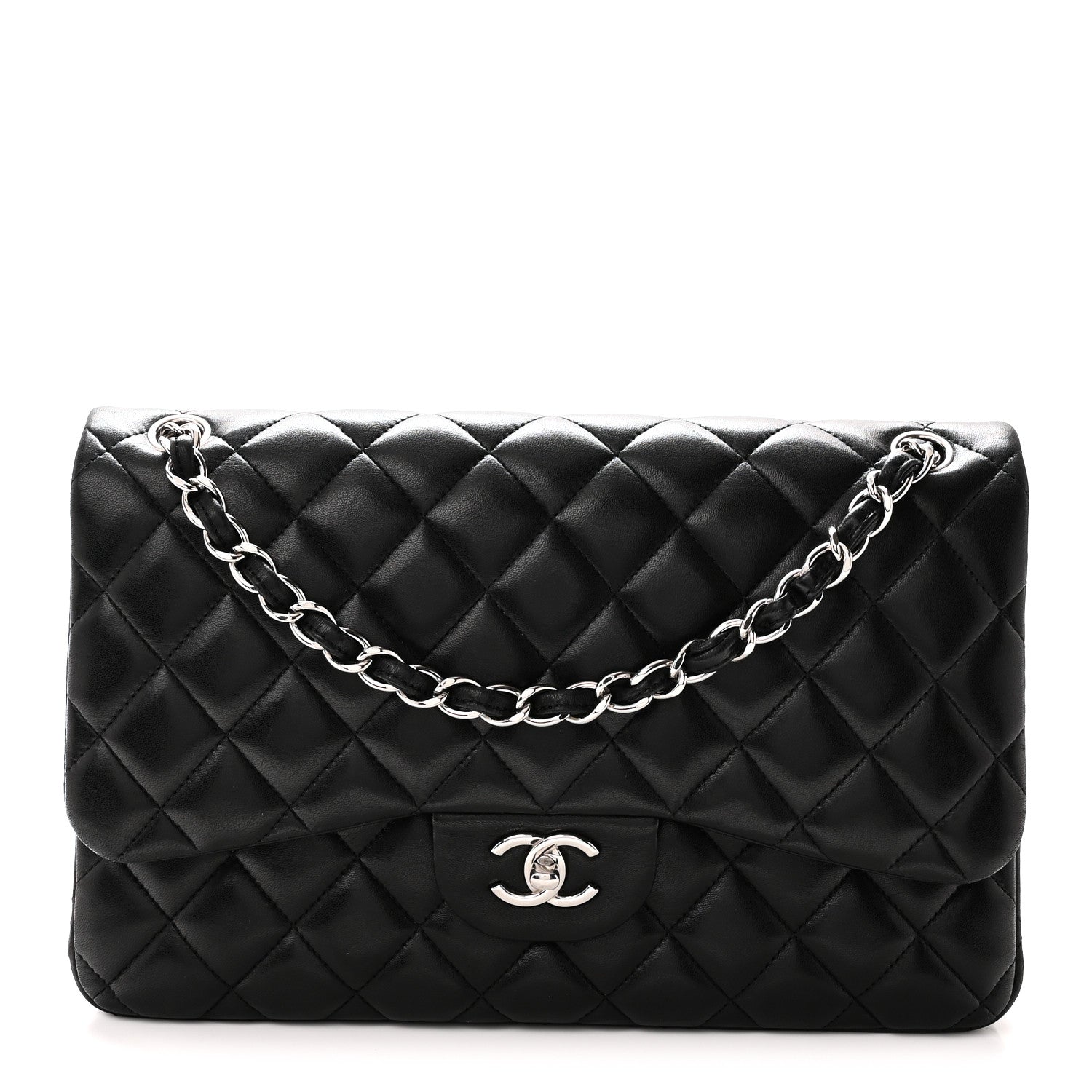 Chanel Lambskin Quilted Jumbo Double Flap Black 1 of 10