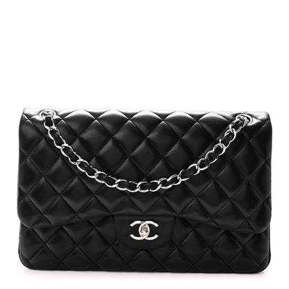 Chanel Lambskin Quilted Jumbo Double Flap Black 1 of 10