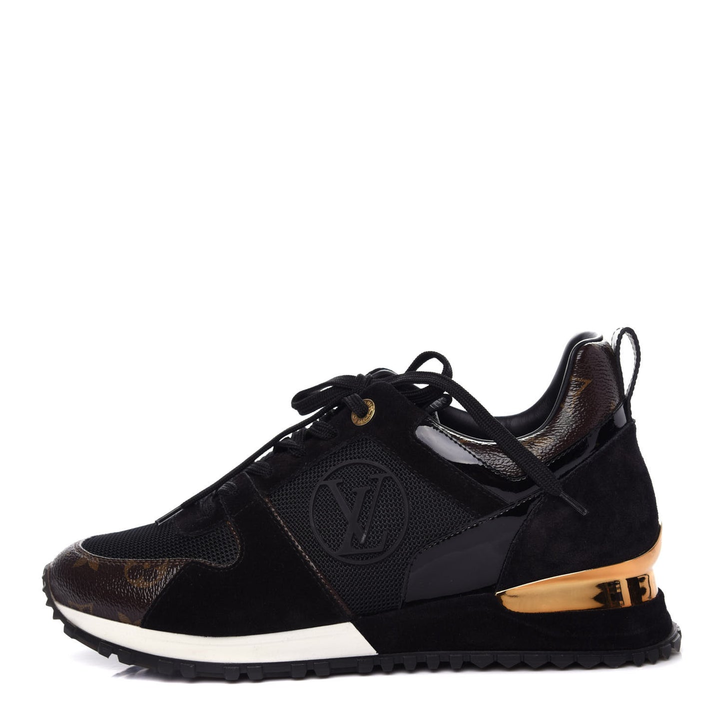 Suede Monogram Run Away Sneakers 37.5 Black