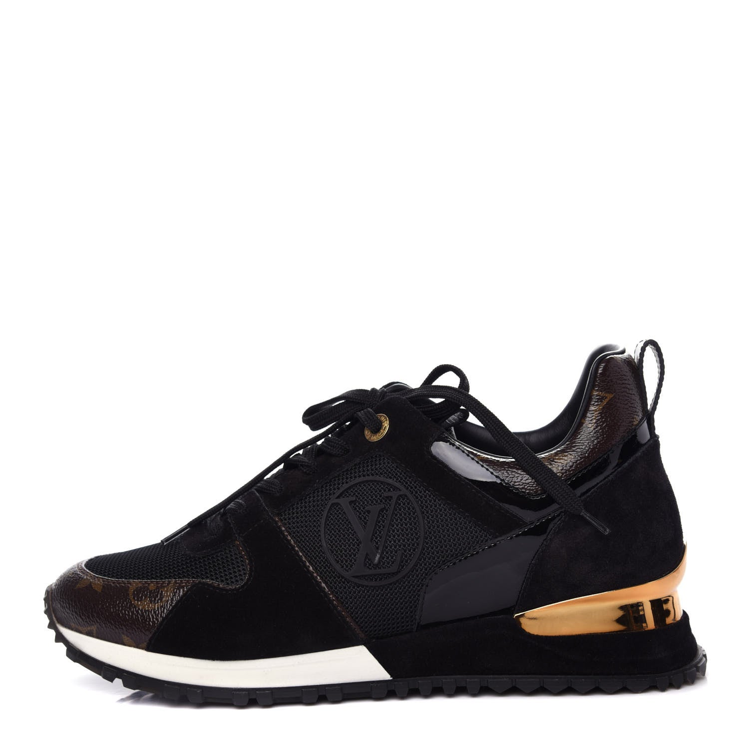 Louis Vuitton Suede Monogram Run Away Sneakers 37.5 Black 1 of 10