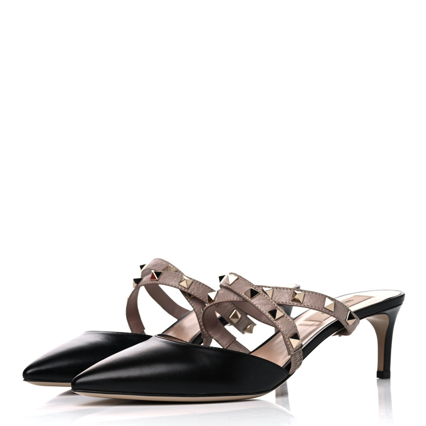 Nappa Rockstud Criss Cross 55mm Mules 38 Black Poudre