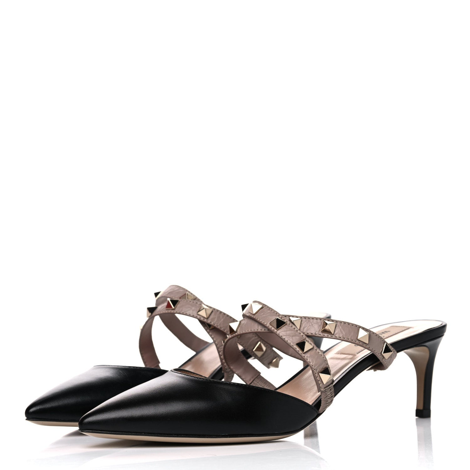 Valentino Garavani Nappa Rockstud Criss Cross 55mm Mules 38 Black Poudre 3 of 16