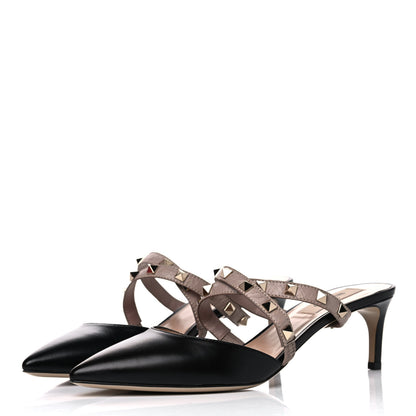 Valentino Garavani Nappa Rockstud Criss Cross 55mm Mules 38 Black Poudre 3 of 16