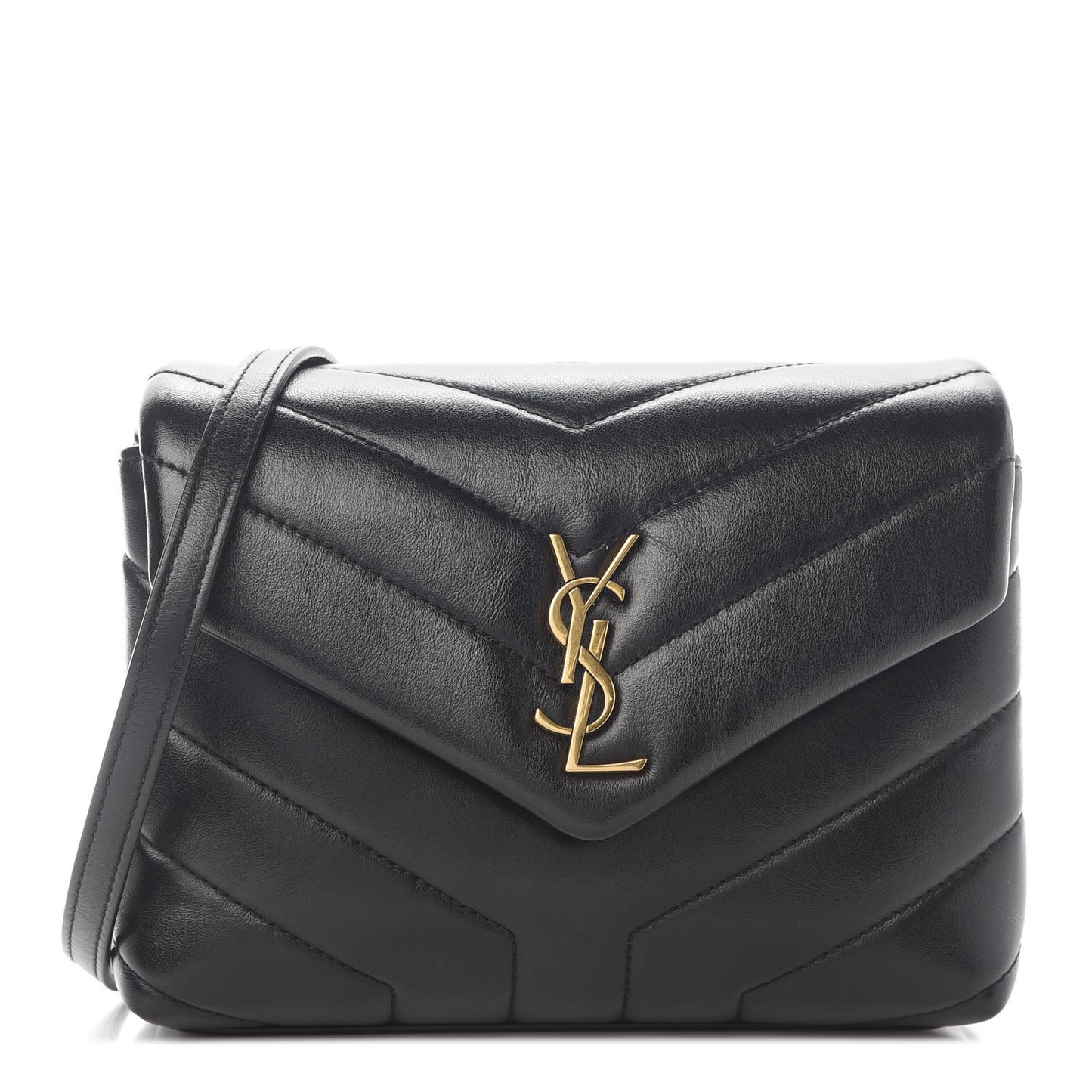 Calfskin Y Quilted Monogram Toy Loulou Crossbody Bag Black