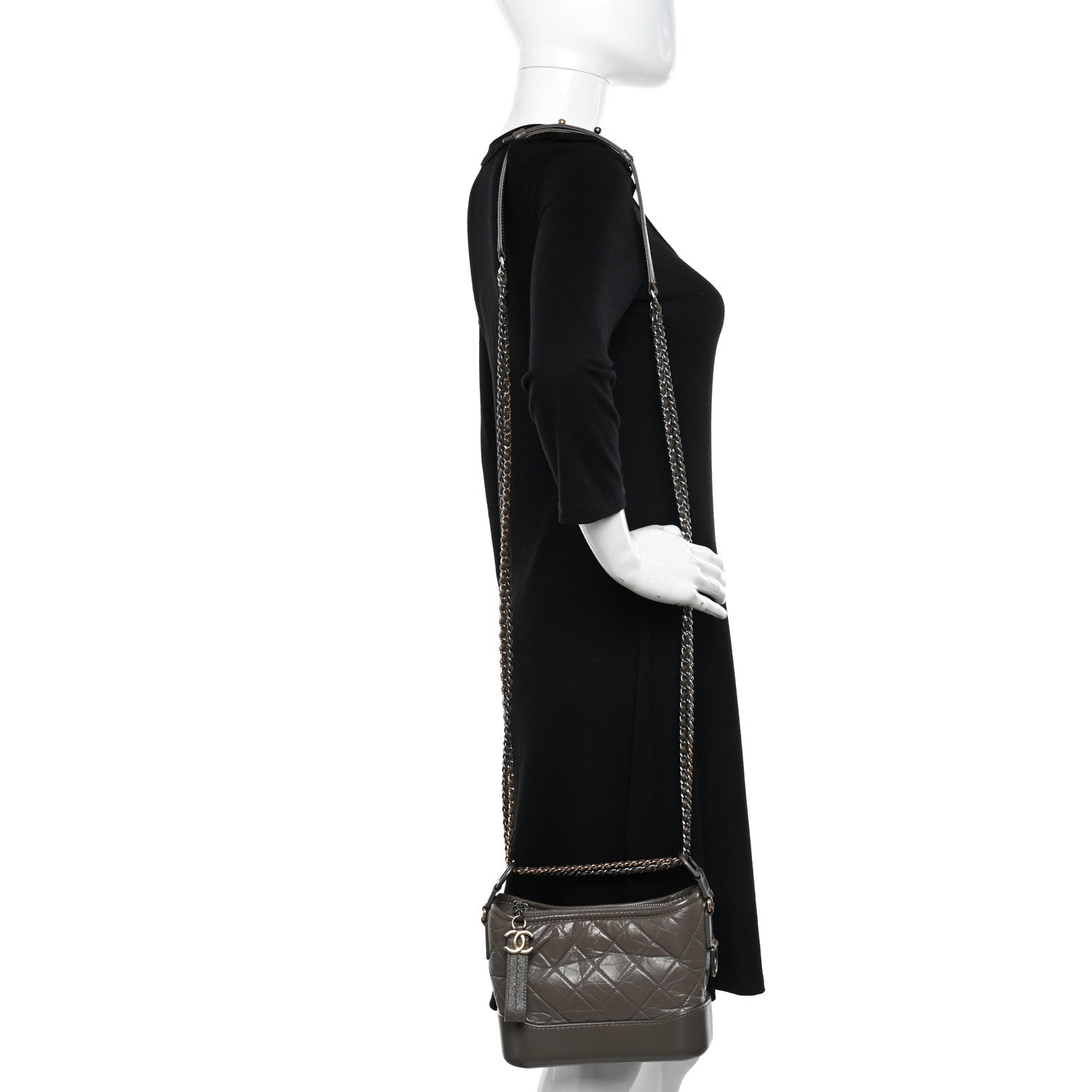 Chanel Aged Calfskin Quilted Small Gabrielle Hobo Grey 2 of 12