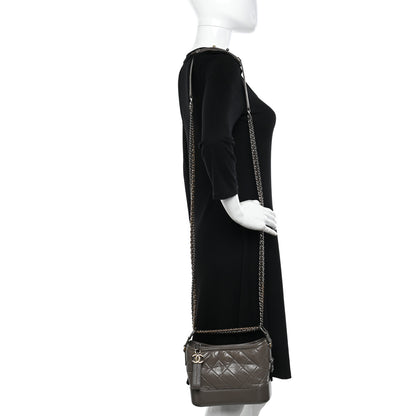 Chanel Aged Calfskin Quilted Small Gabrielle Hobo Grey 2 of 12