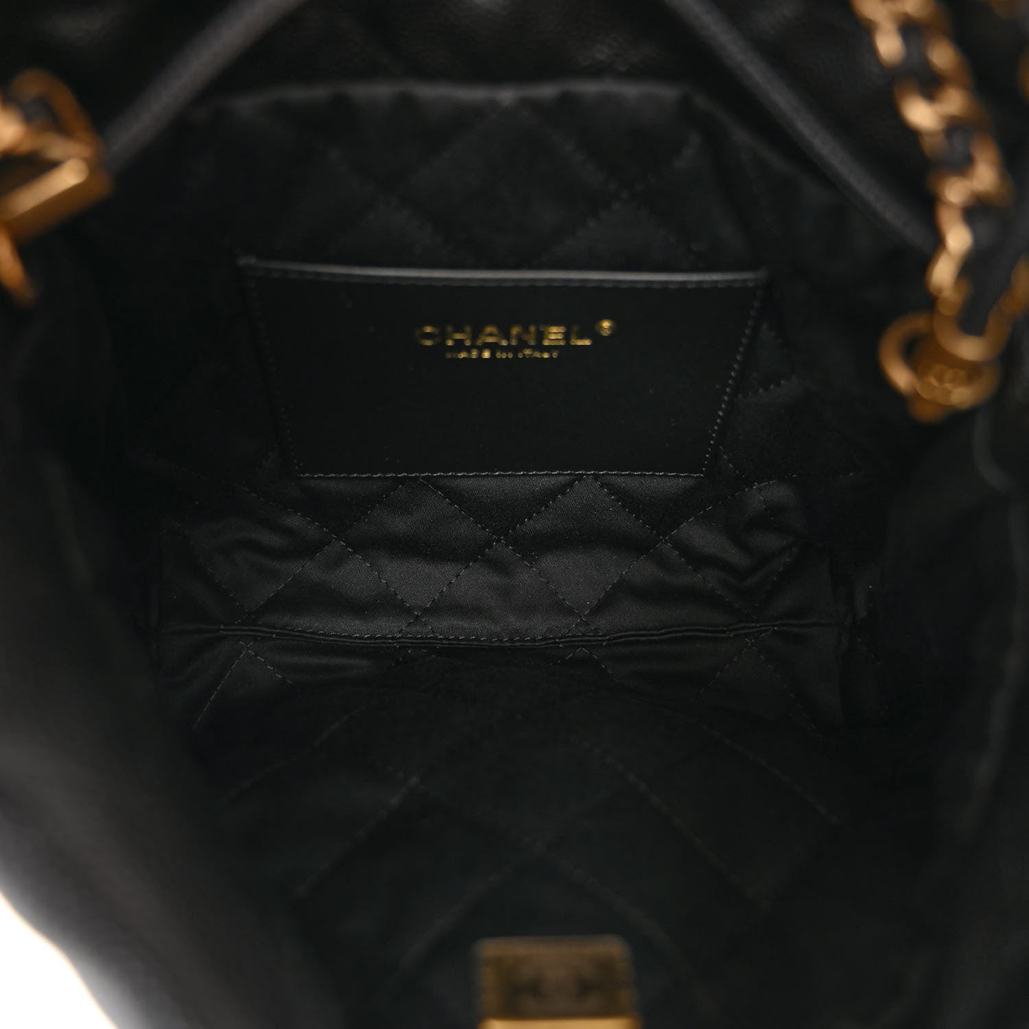 Chanel Shiny Caviar Quilted Monochrome Mini Chanel 22 Black 5 of 10