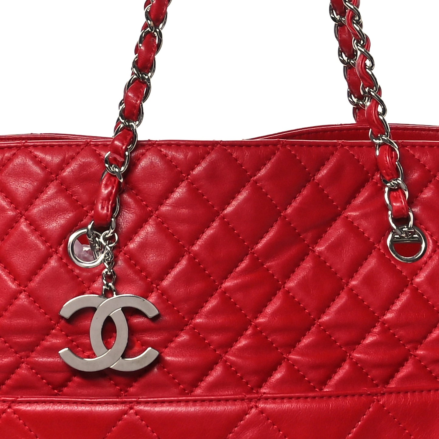 Calfskin Quilted Large In the Business Tote Red