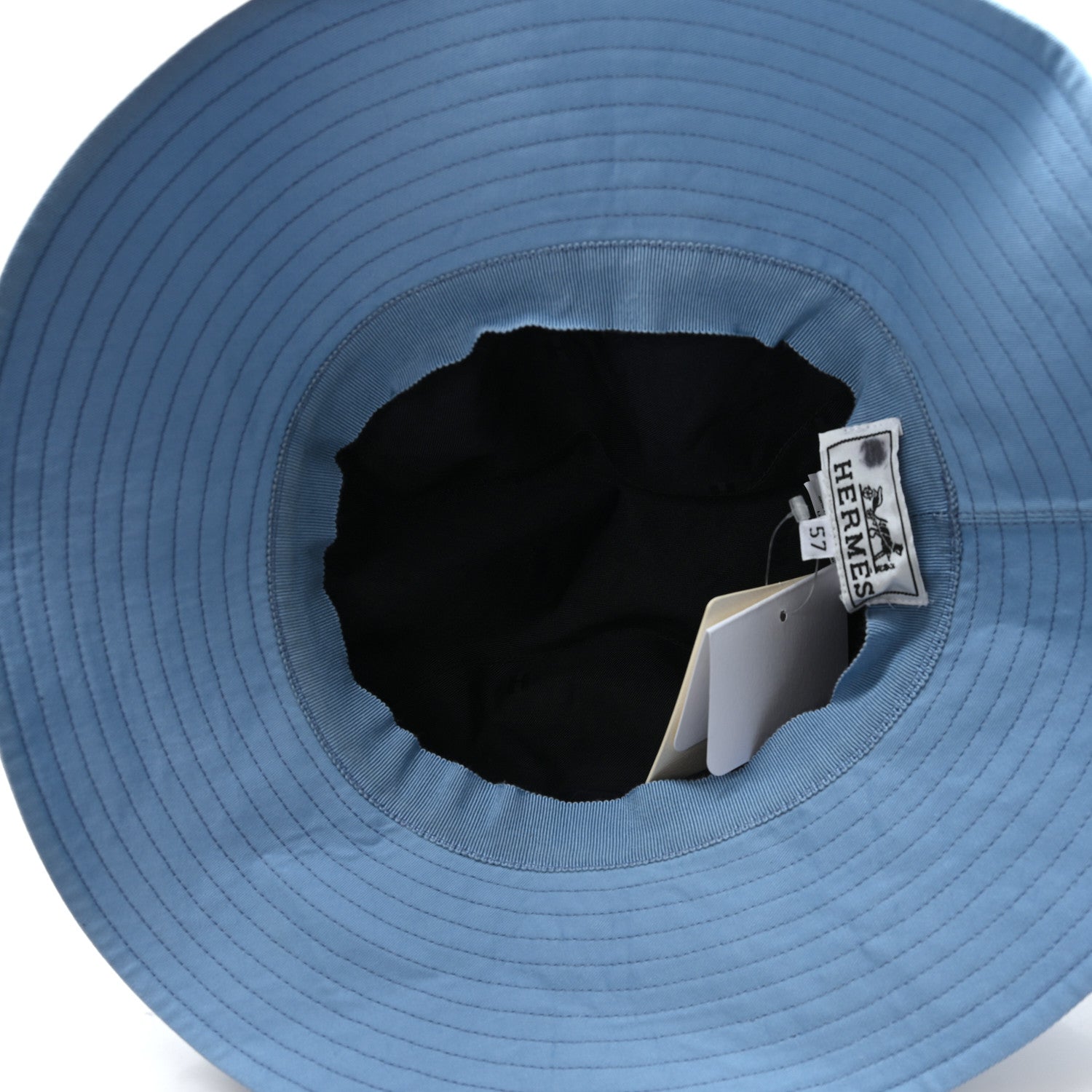 Hermes Terry Cotton Serge Hat 57 Bleu Paradis 7 of 8