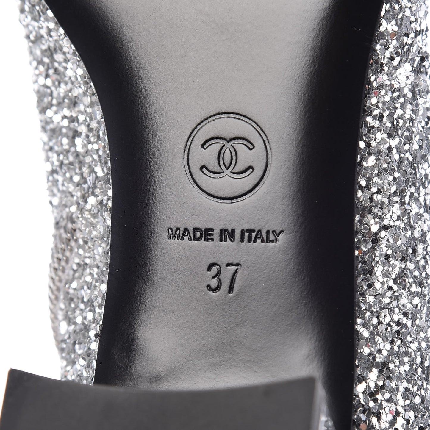 Glitter Patent Cap Toe Short Boots 37 Silver