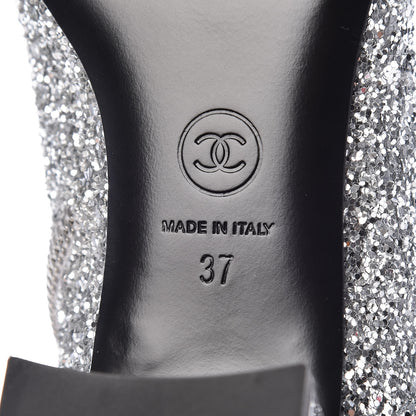 Chanel Glitter Patent Cap Toe Short Boots 37 Silver 6 of 8