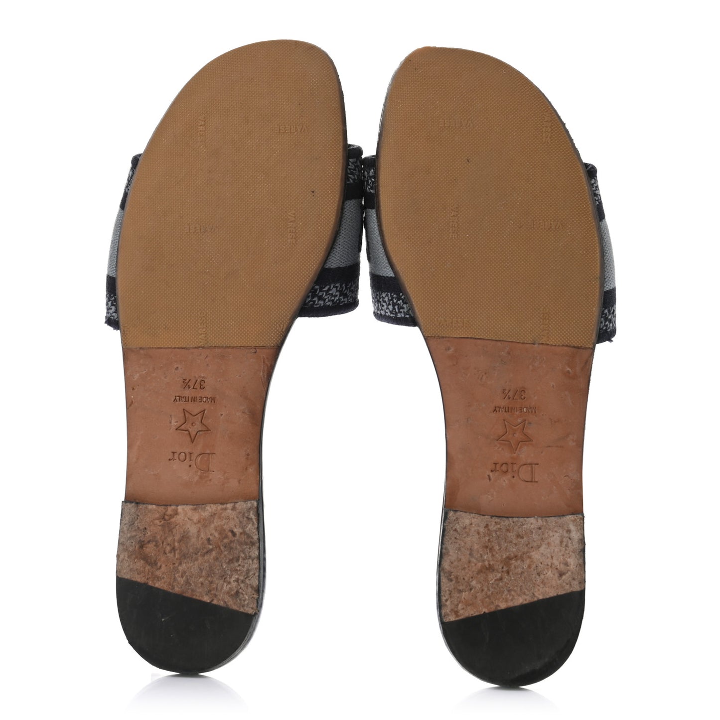 Canvas Tie and Dior Embroidered Dway Flat Slide Sandals 37.5 Denim