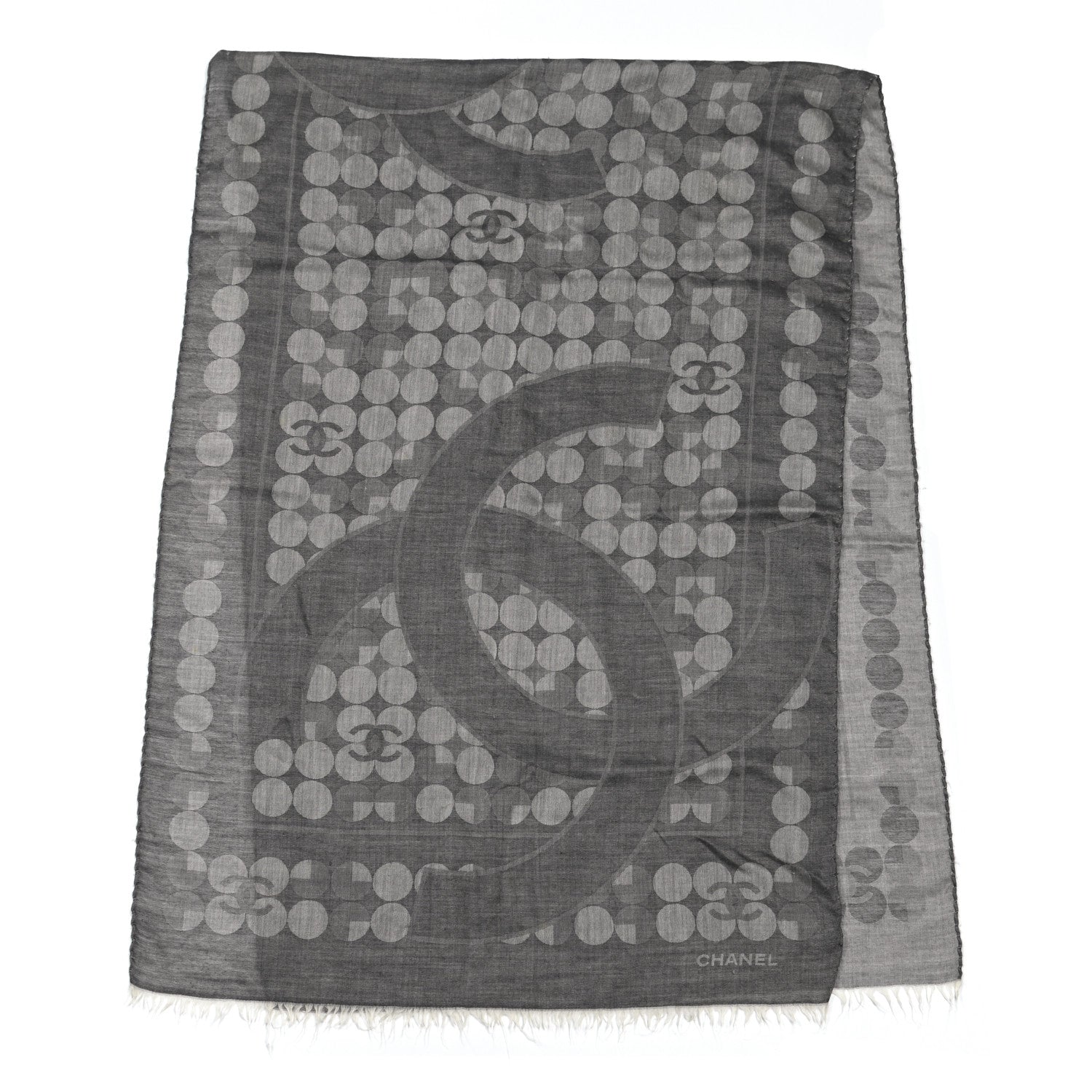 Chanel Cashmere Silk CC Scarf Grey 2 of 8