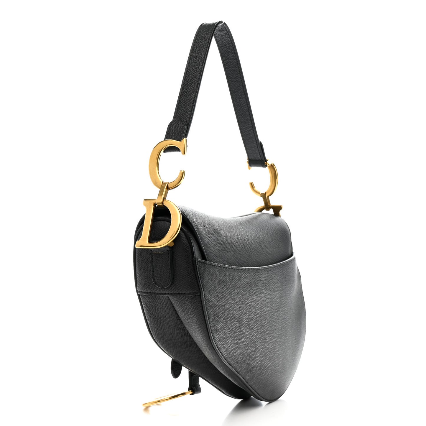Grained Calfskin Saddle Bag Black