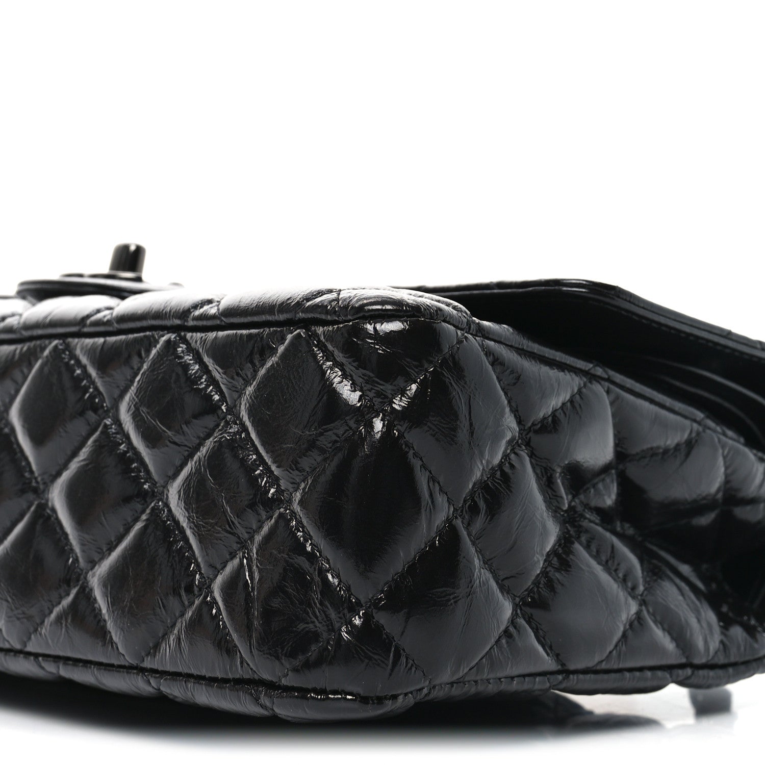 Chanel Shiny Crumpled Calfskin Quilted Medium Double Flap So Black 10 of 11