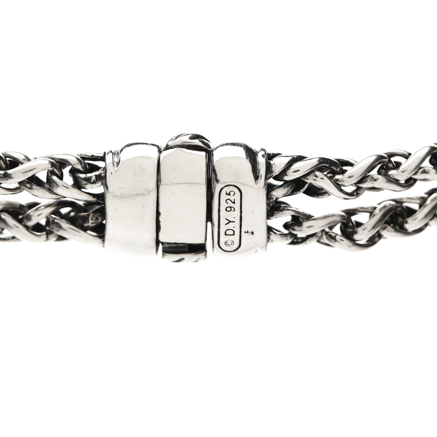 David Yurman Sterling Silver Diamond 18mm Double Wheat Chain Necklace 4 of 4