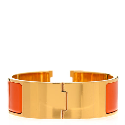 Hermes Enamel Wide Clic Clac H Bracelet GM Orange 3 of 4