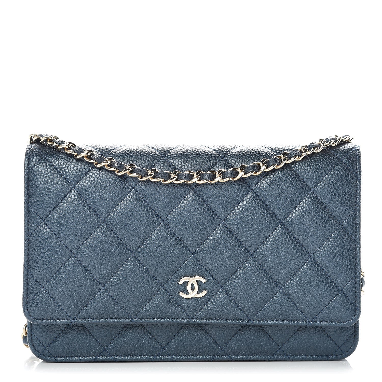 Chanel Iridescent Caviar Quilted Wallet On Chain WOC Blue 1 of 11