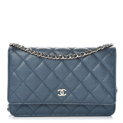 Chanel Iridescent Caviar Quilted Wallet On Chain WOC Blue 1 of 11