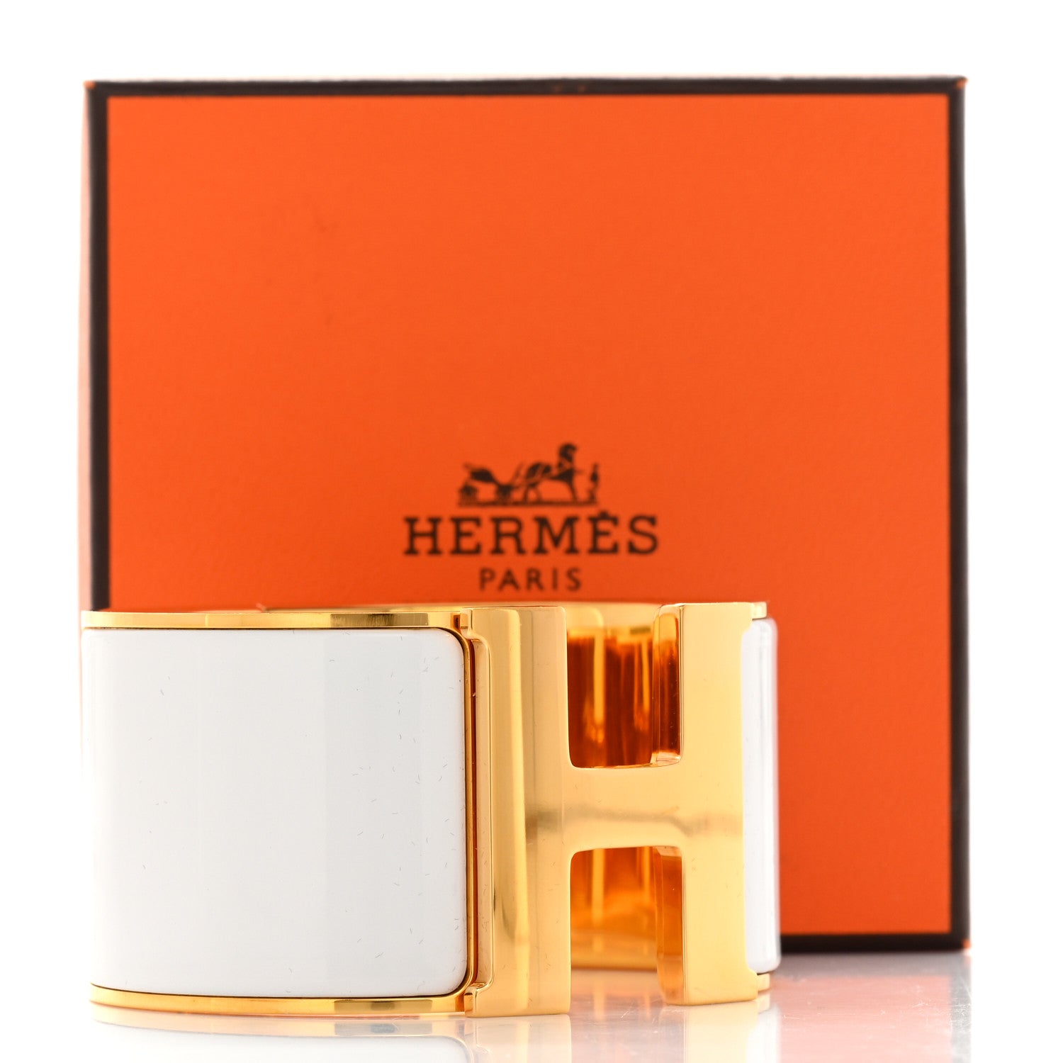 Hermes Enamel Extra Wide Clic Clac H Bracelet GM White 5 of 5