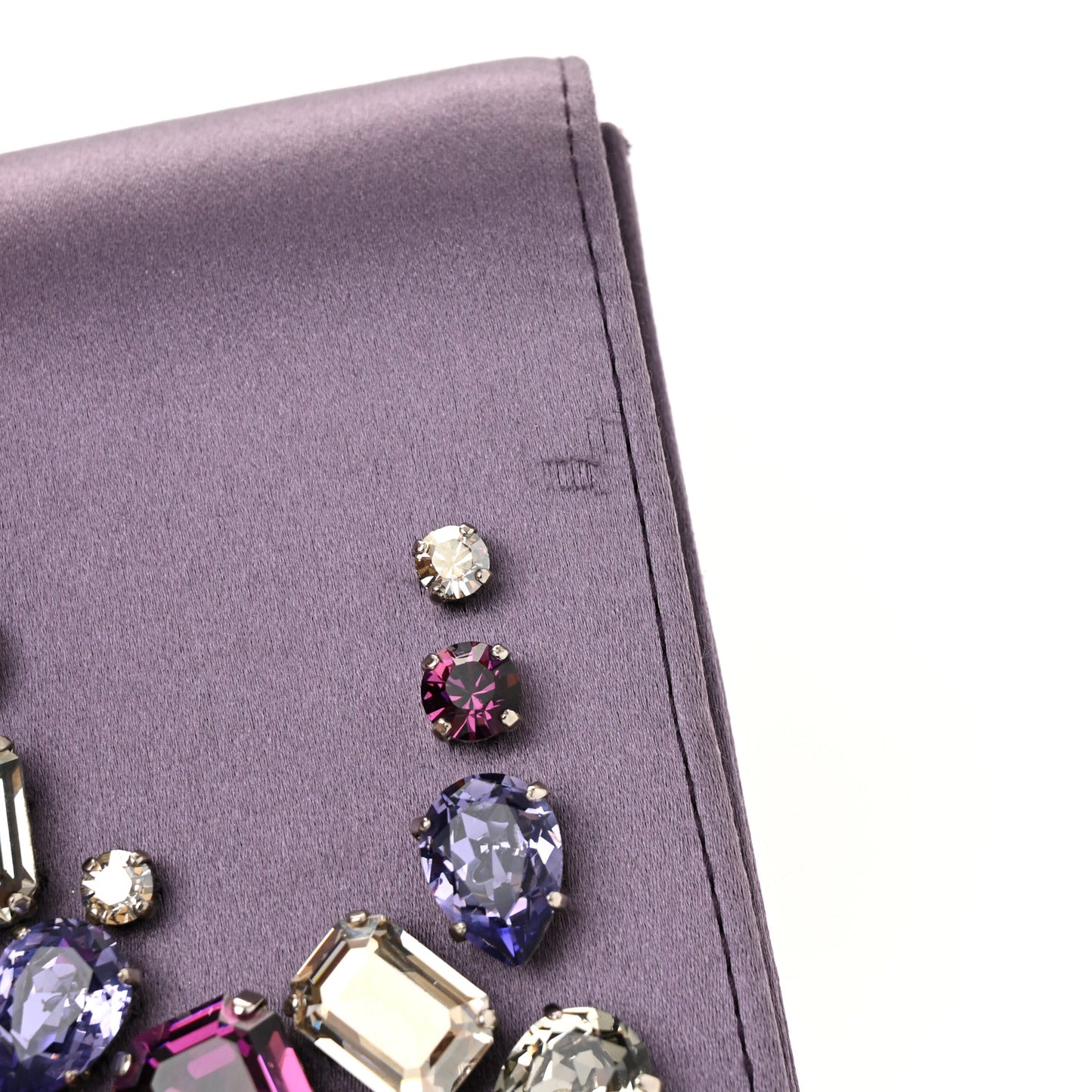 Satin Raso Crystal Embellished Clutch Mirtillo