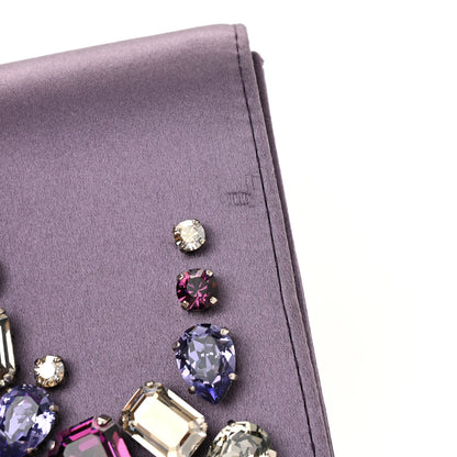 Prada Satin Raso Crystal Embellished Clutch Mirtillo 11 of 13