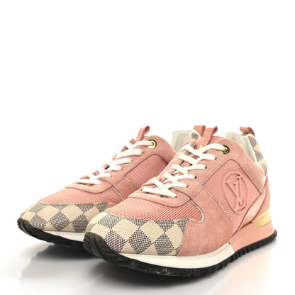 Louis Vuitton Suede Damier Azur Run Away Sneakers 41 Pink 3 of 7