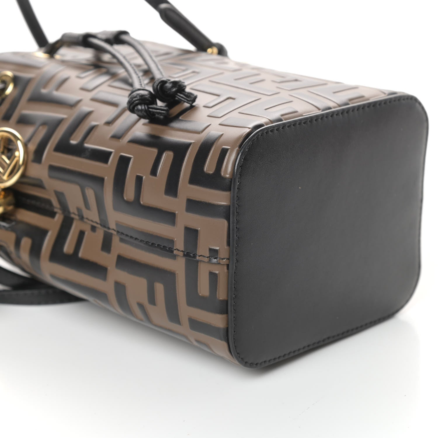 Fendi Vitello Liberty F is Fendi Bi-Color FF 1974 Embossed Mini Mon Tresor Bucket Bag Maya Black 8 of 9
